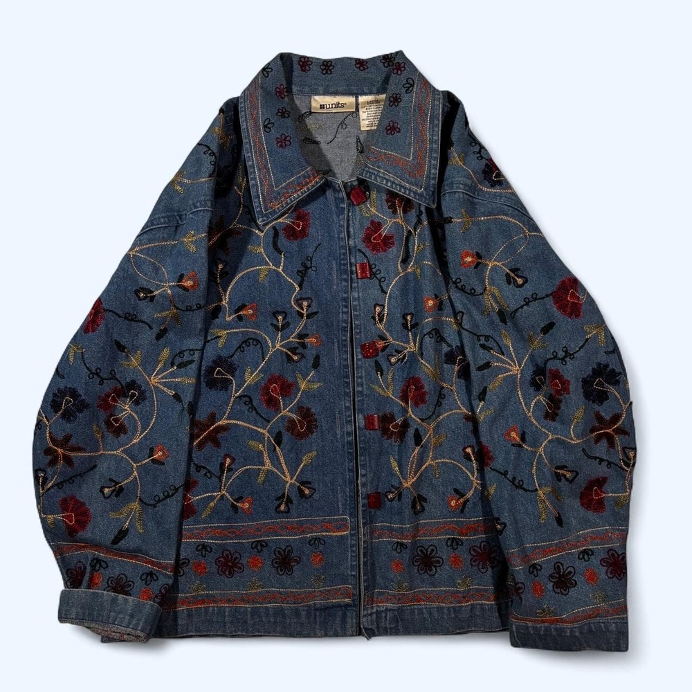 Vintage BOHO Embroidered Denim Jacket By Units